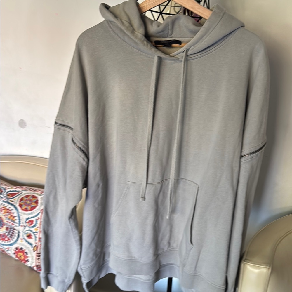 All Saints Gray Relaxed Fit Hoodie Sweatshirt